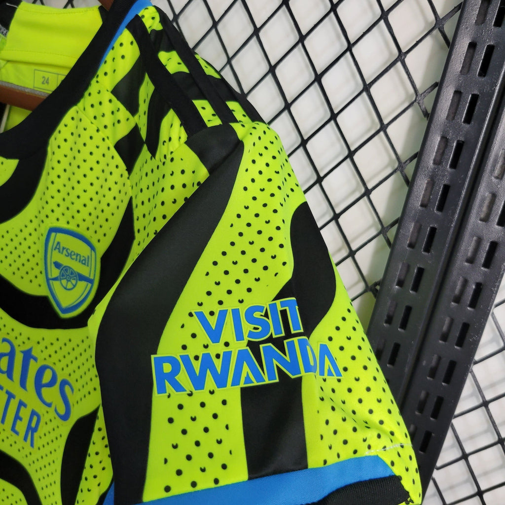 Arsenal Kids Third Kit 2024/25 – Neon Shock Edition