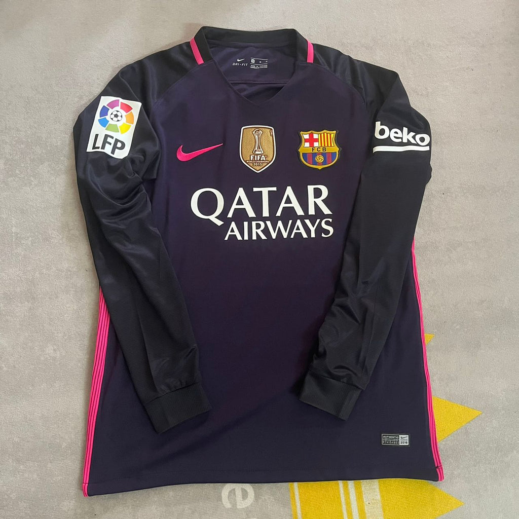 Neymar Jr Long-Sleeve Retro Pink Barcelona 2014/15 Jersey